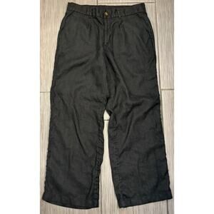 Lands’ End Women’s Black Wide Leg Linen Pants Size Petite 12